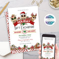 cute holiday gift exchange party invitation for work or christmas party